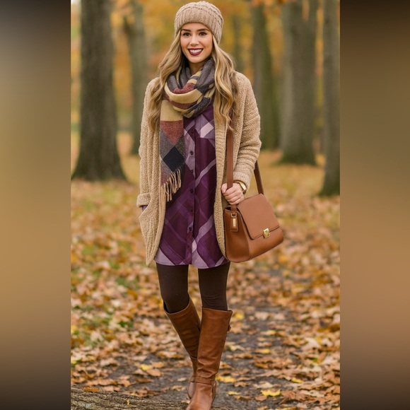 Ted Baker plaid flannel button  tunic  French cuffs Size 2 Fits 4-6 - Picture 9 of 9